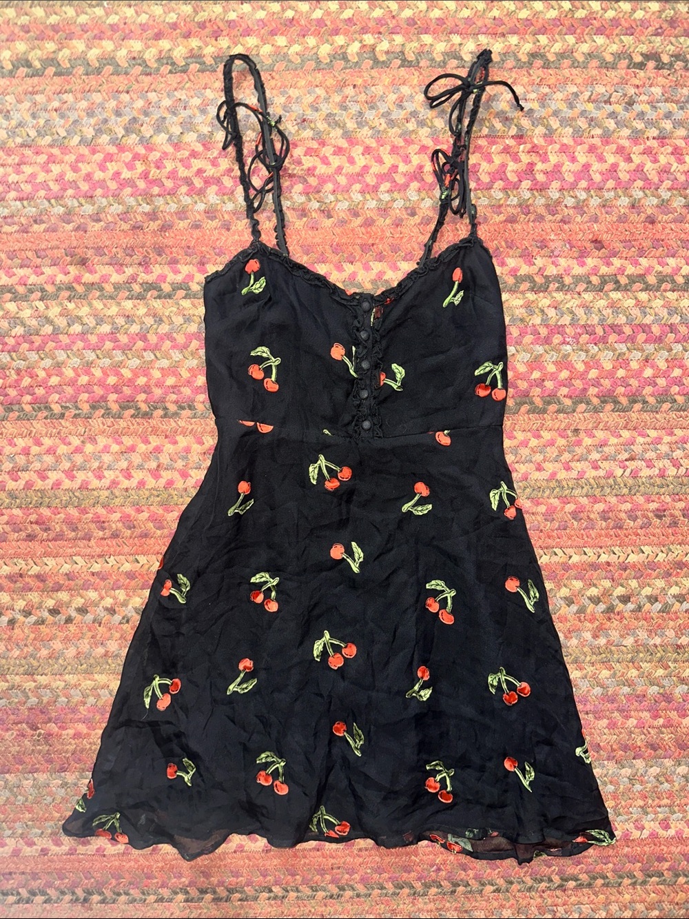 For Love & Lemons Black Cherry silk BOW DETAIL Dress